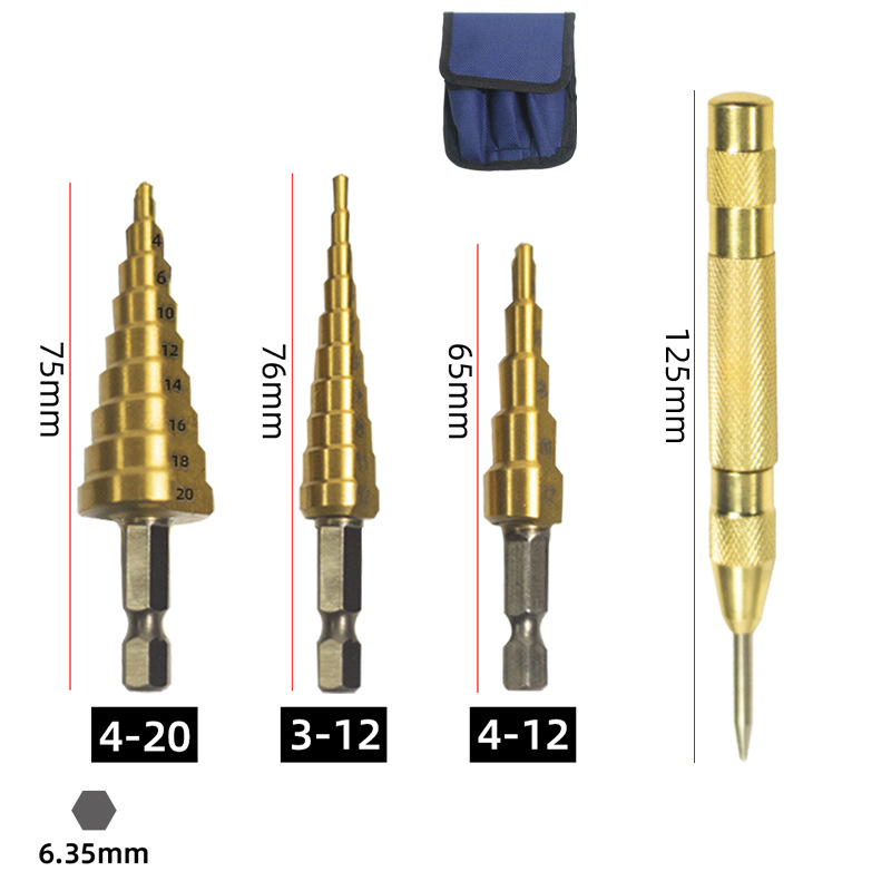 Yunbei hexagonal handle straight groove pagoda drill, triangular handle spiral step drill, iron and aluminum plate wood and plastic hole opening and reaming drill undefined