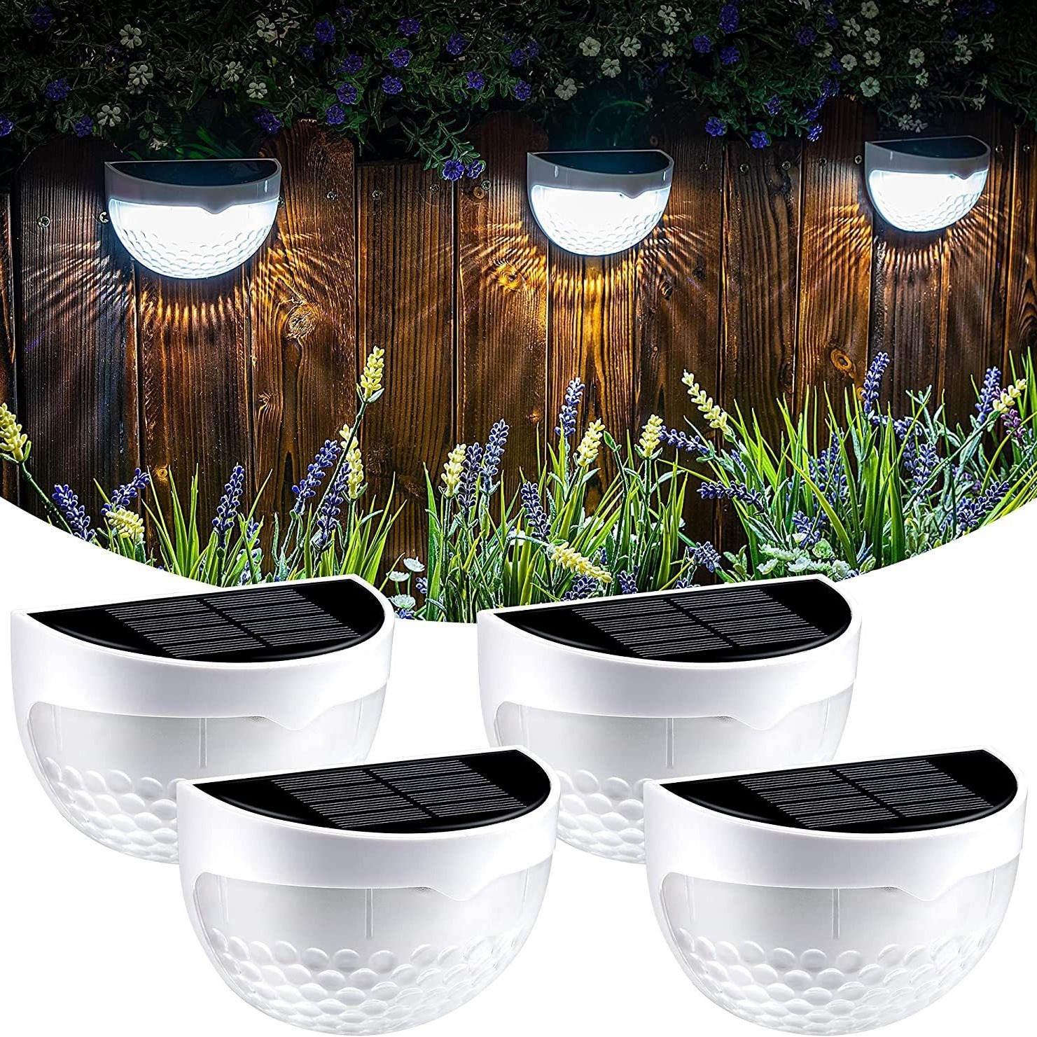 Solar step lights, wall lights, semi-circular fence lights, courtyard night lights, fence lights, ambient lights, staircase lights, outdoor Application Scenario