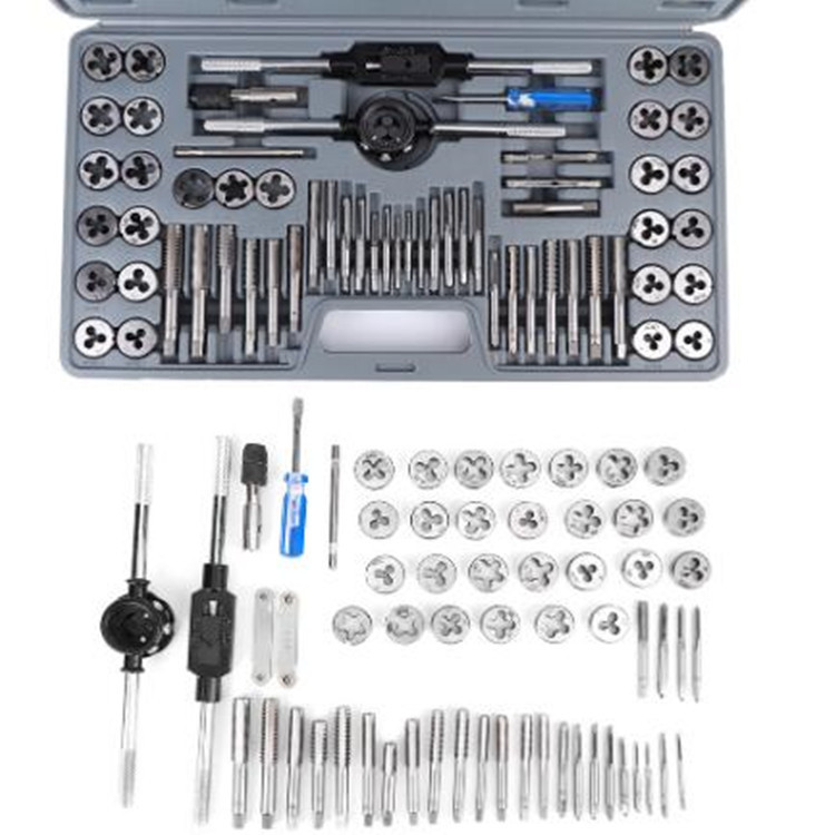 Complete set of 60pc taps and dies, 60-piece set of hand wrenches, dies and winches, metric and imperial set Application Scenario