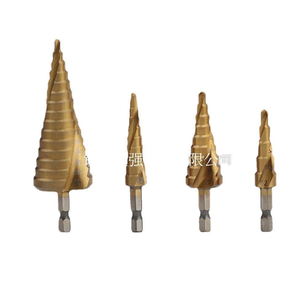 Factory direct supply of high-speed steel HSS industrial-grade coated spiral groove step drills, tower drills and stair drills in stock Specification drawing