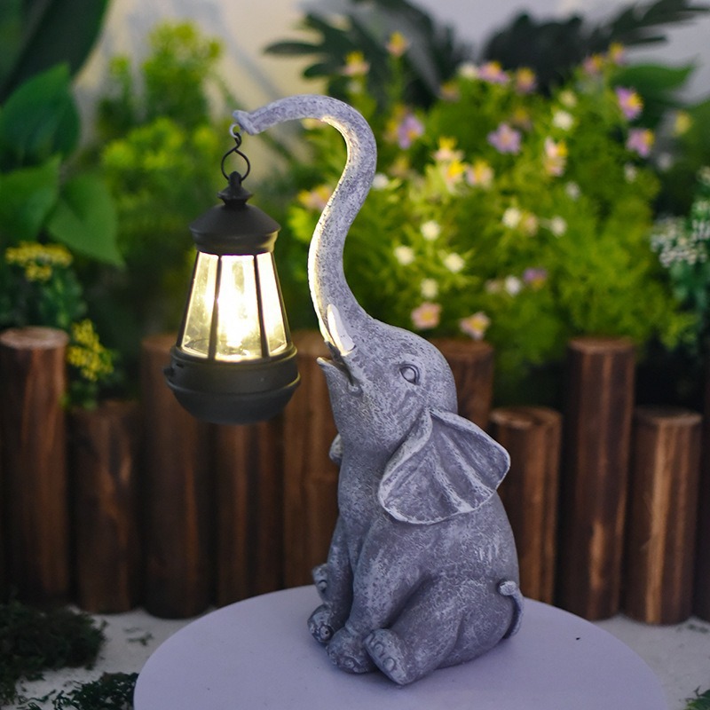 Solar-powered dog lantern, garden night light, outdoor waterproof lighthouse, dog lantern, resin ironwork, LED light source, garden Specification drawing