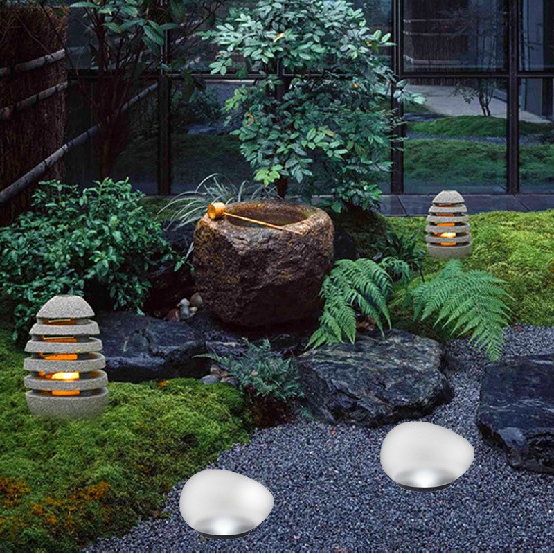Solar stone lights, outdoor pebble lights, garden decorative lights, lawn landscape lights, night lights, solar lawn lights details Picture