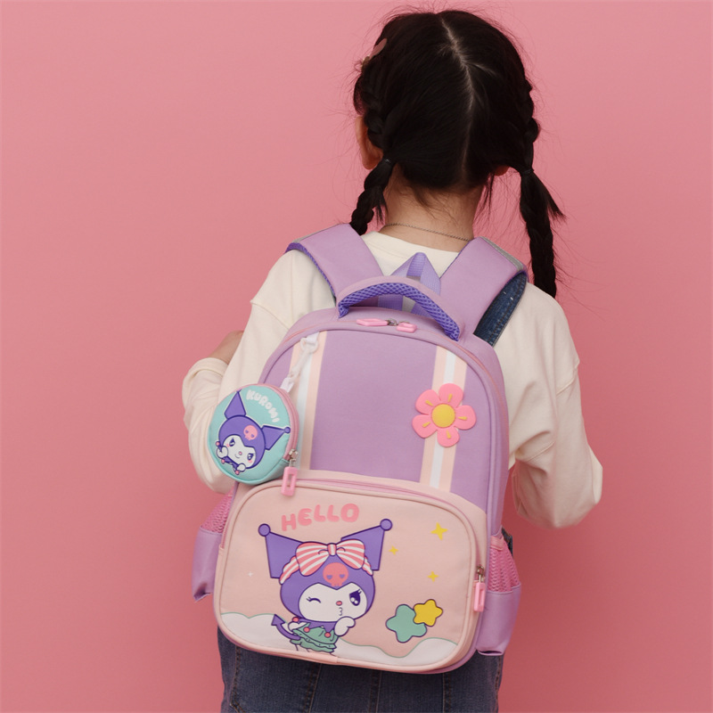 The new Kuromi schoolbag is a cute backpack for girls and princesses in the middle and senior classes of the kindergarten. It is also lightweight and printed for boys full figure