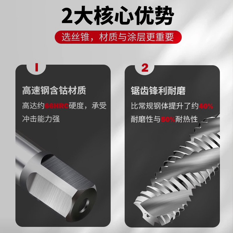 YGTAP high-speed steel screw tap machine tip tap, copper, aluminum, stainless steel special tap containing cobalt M23 Specification drawing