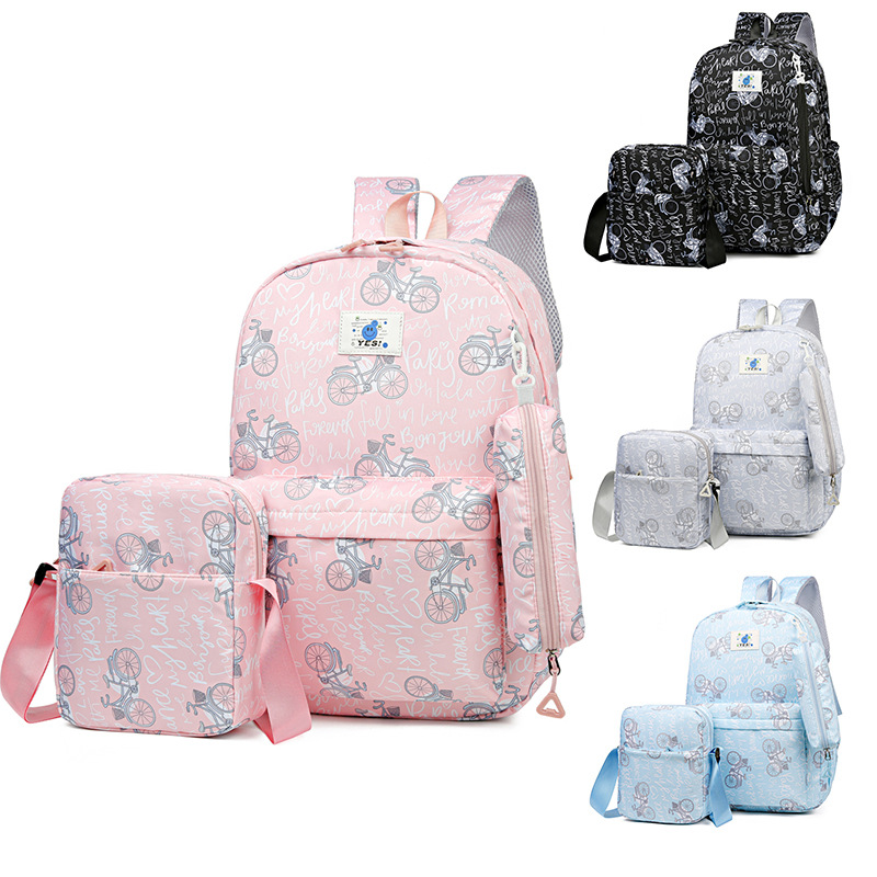 A new minimalist three-piece set for foreign trade, a large-capacity travel backpack, and a fashionable and versatile student bag for junior and senior high school students details Picture