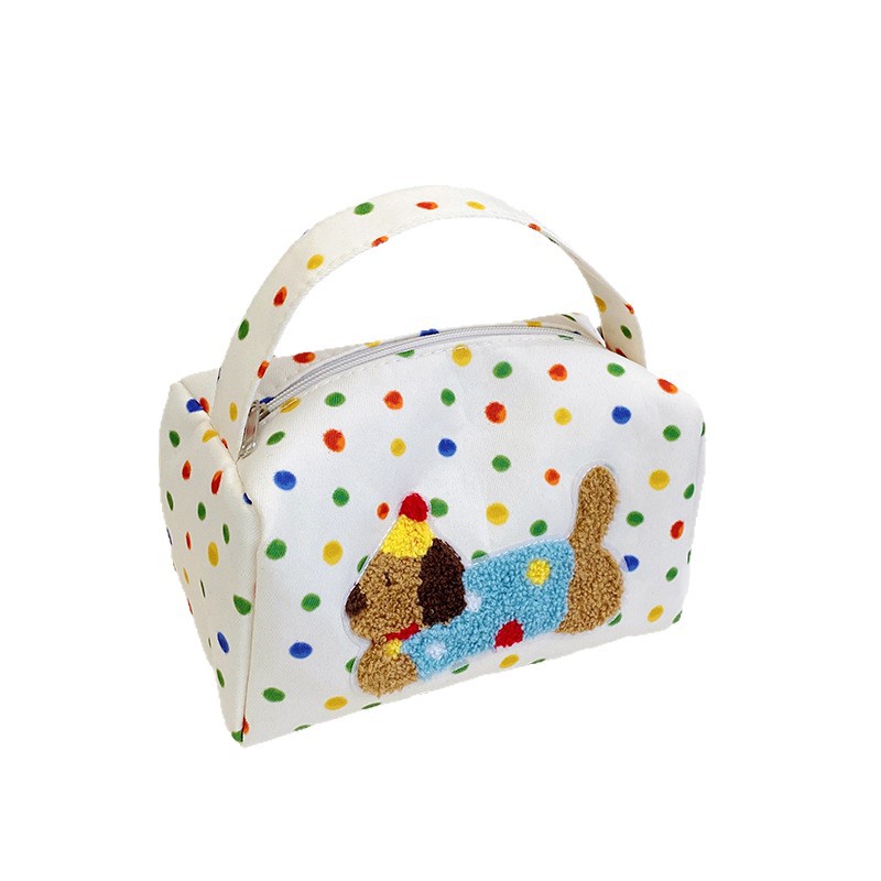 Colorful Polka Dot Dachshund handbag 2025 New style high-end large-capacity portable travel storage bag Item Picture