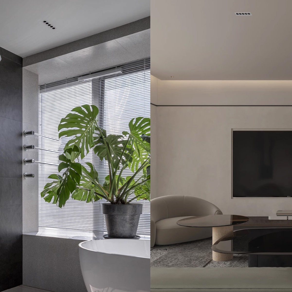 White + black grille light, embedded long linear grid spotlight, led, anti-glare lighting for living room, bedroom and dining room details Picture