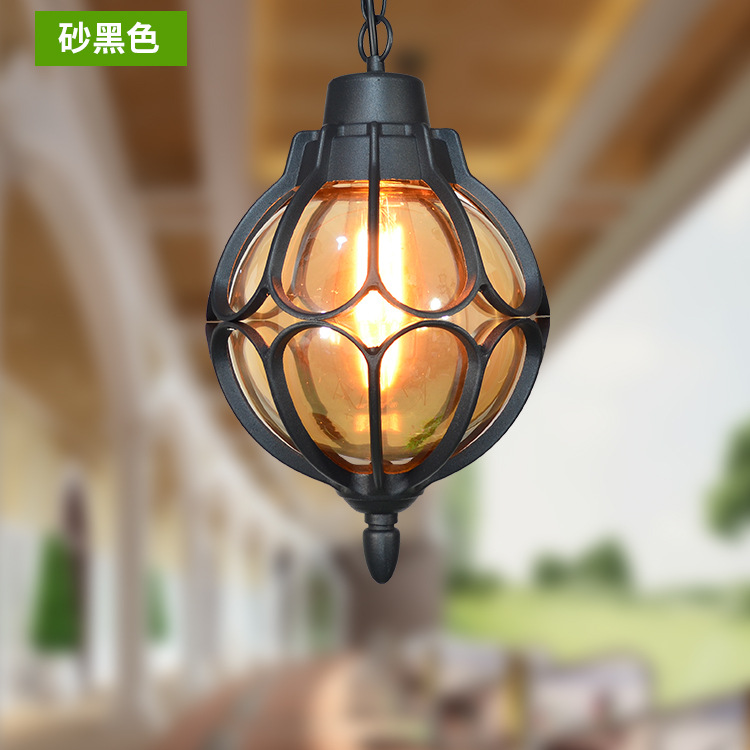 Round ball anti-rust chandelier, retro outdoor rainproof courtyard lamp, grape trellis corridor lamp, balcony villa courtyard lamp details Picture