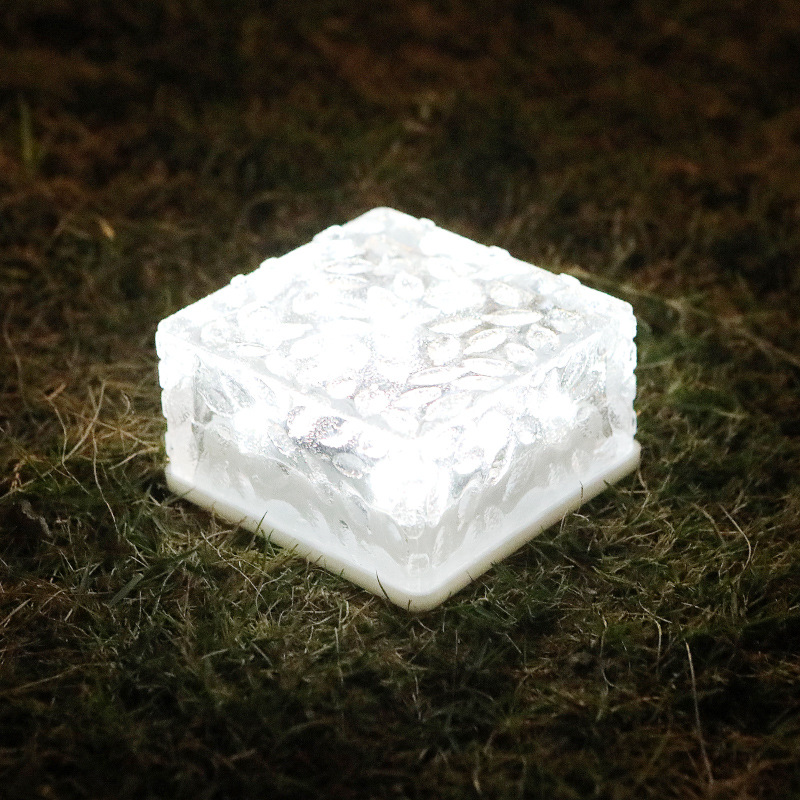 Amazon solar glass ice brick light Outdoor courtyard landscape garden step decoration atmosphere ice block floor tile light Specification drawing