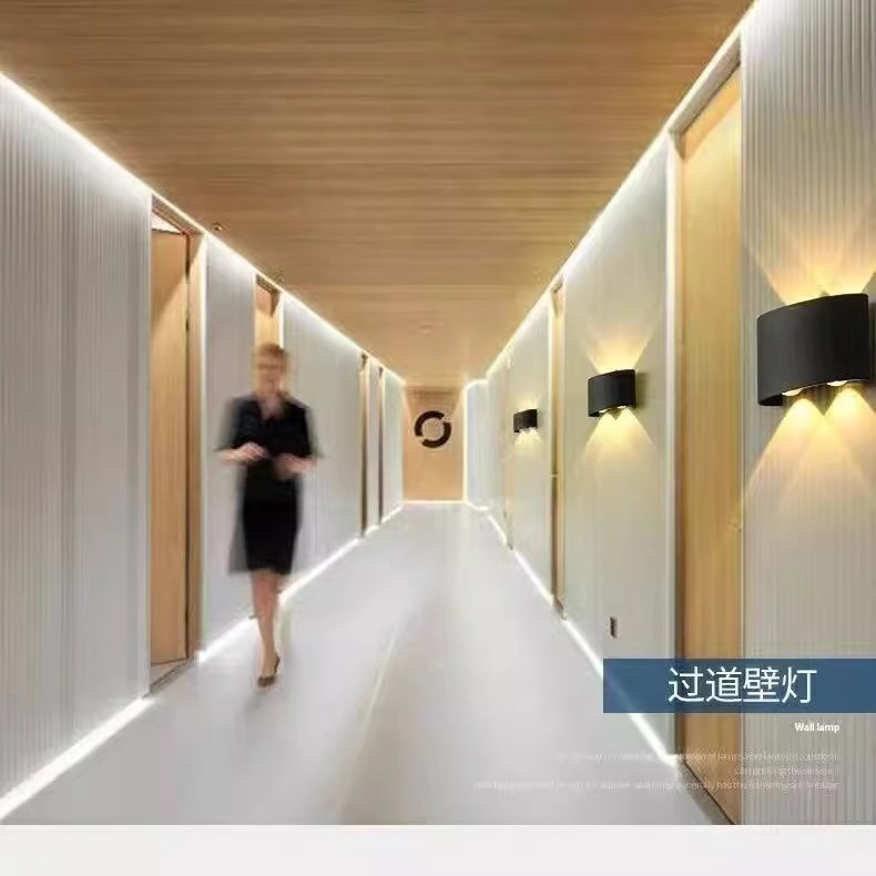 Wall lamps with led dual-head up and down lighting, corridor, bedroom, bedside, creative hotel, light luxury living room wall decoration Application Scenario