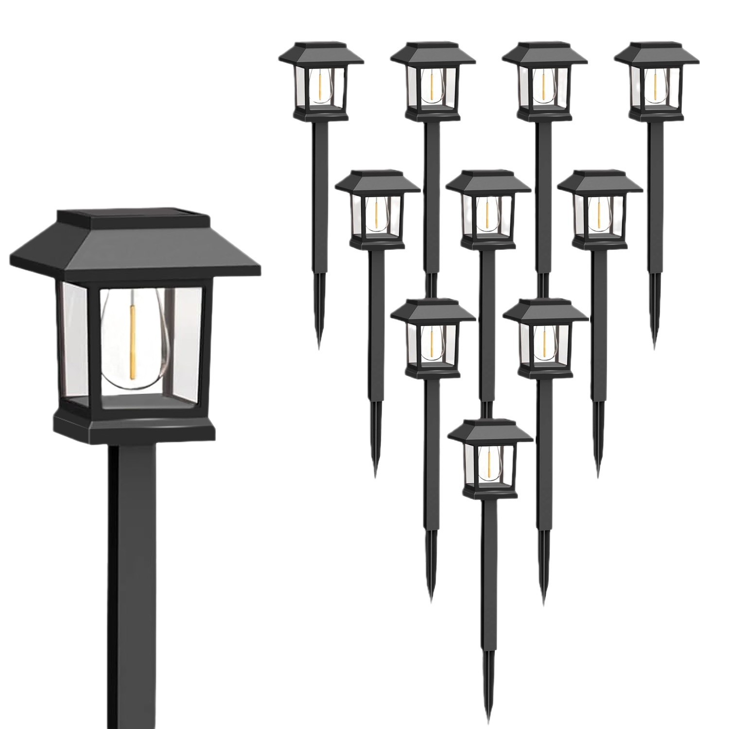 New outdoor rainproof solar tungsten filament lawn lights, small house lights, small square small palace lights, courtyard garden lights Item Picture
