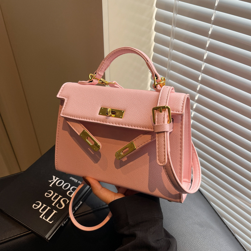 Fashionable Kelly bag, simple solid color small bag, women's 2025 new trendy and versatile ins handbag, single-shoulder crossbody bag details Picture