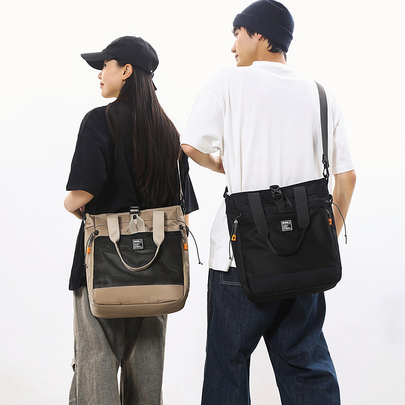 Large-capacity crossbody bag, men's handbag, backpack for junior high school, senior high school and college students, single-shoulder bag, class tutorial and book bag details Picture