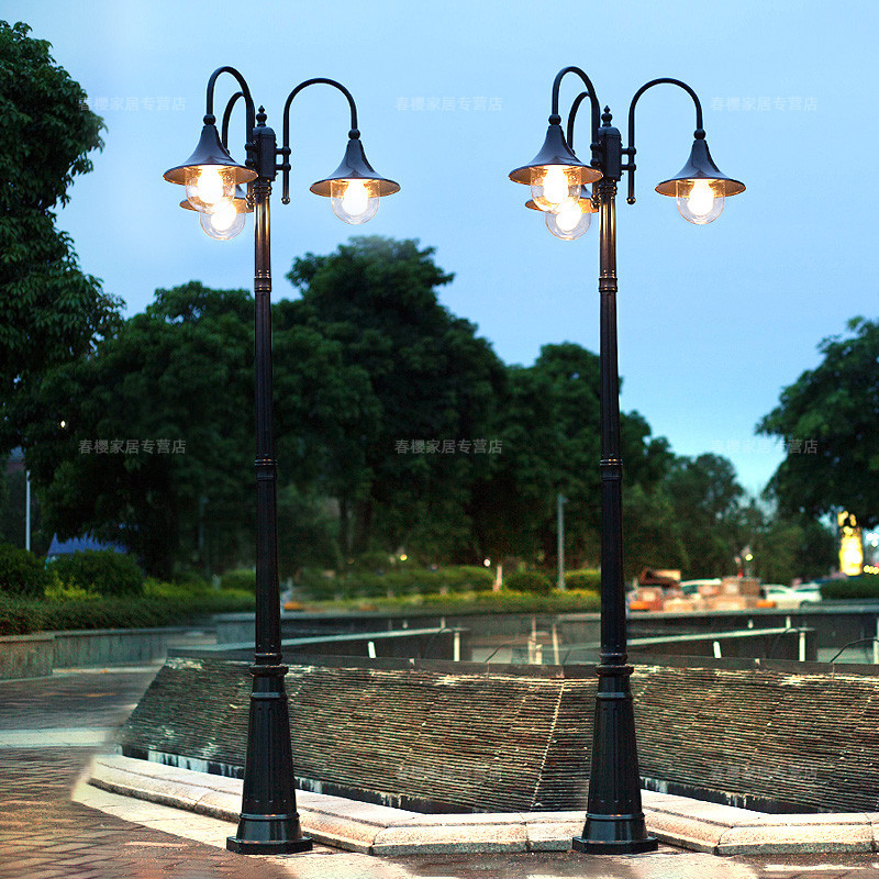 Outdoor lamp, community garden, villa, household 220V ultra-bright waterproof courtyard character, 3-meter high pole, European retro street lamp full figure
