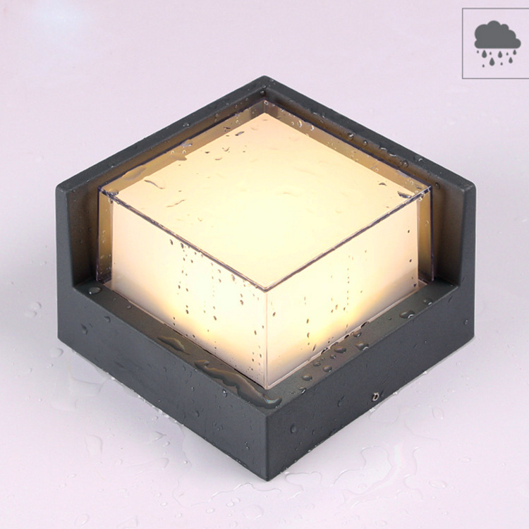 Outdoor led simple waterproof wall light, square aluminum material, corridor, balcony, passageway, hotel staircase, acrylic cross-border details Picture