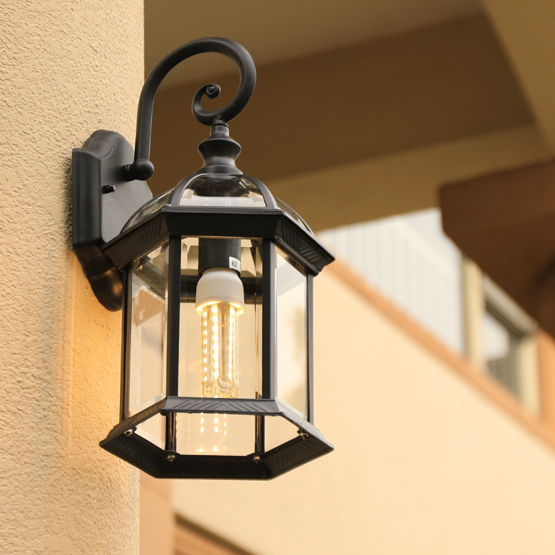 European and American style retro wall lamps, simple LED lights for living room corridors, outdoor villa balconies, waterproof outdoor corridor lights full figure