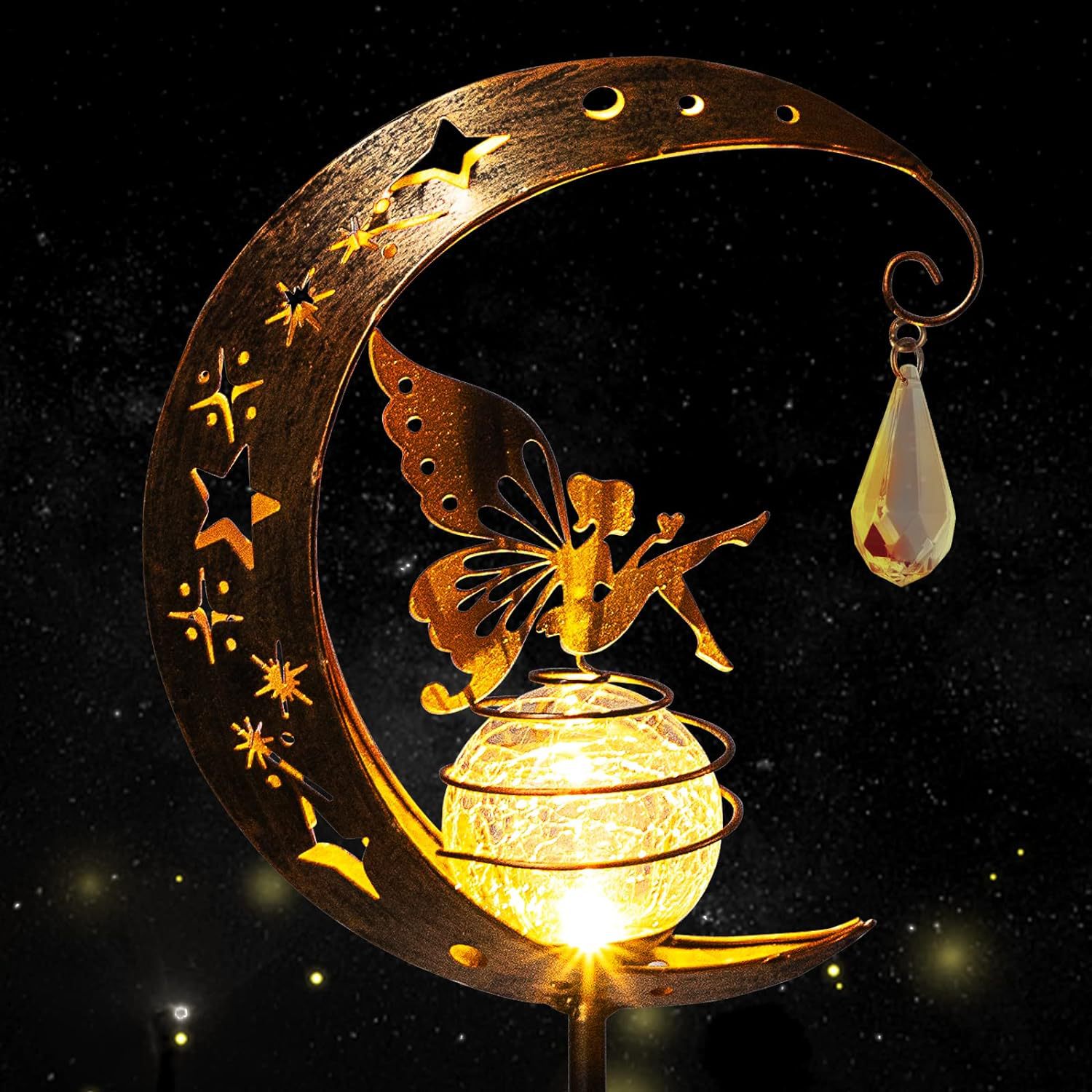 Cross-border bestsellers: Solar moon fairy lamp, outdoor garden ironwork flower fairy ground insert lamp, lawn and courtyard lamp details Picture