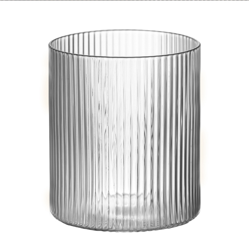 High borosilicate glass vertical pattern cup, household transparent glass juice cup, simple striped single-layer cup, coffee milk cup Item Picture