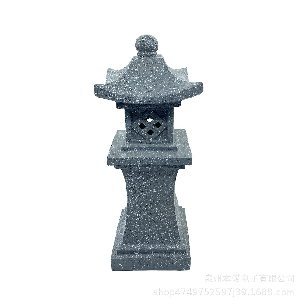 Outdoor solar garden lamps, ancient-style Zen, Japanese stone pagoda decorative resin craft ornaments, garden garden lamps Item Picture