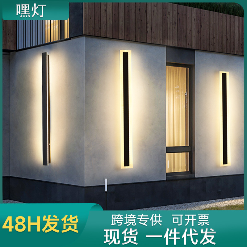 Minimalist long strip outdoor waterproof LED wall lamps, decorative background wall lamps, engineering wall-washing lamps, villa gate and courtyard lamps full figure
