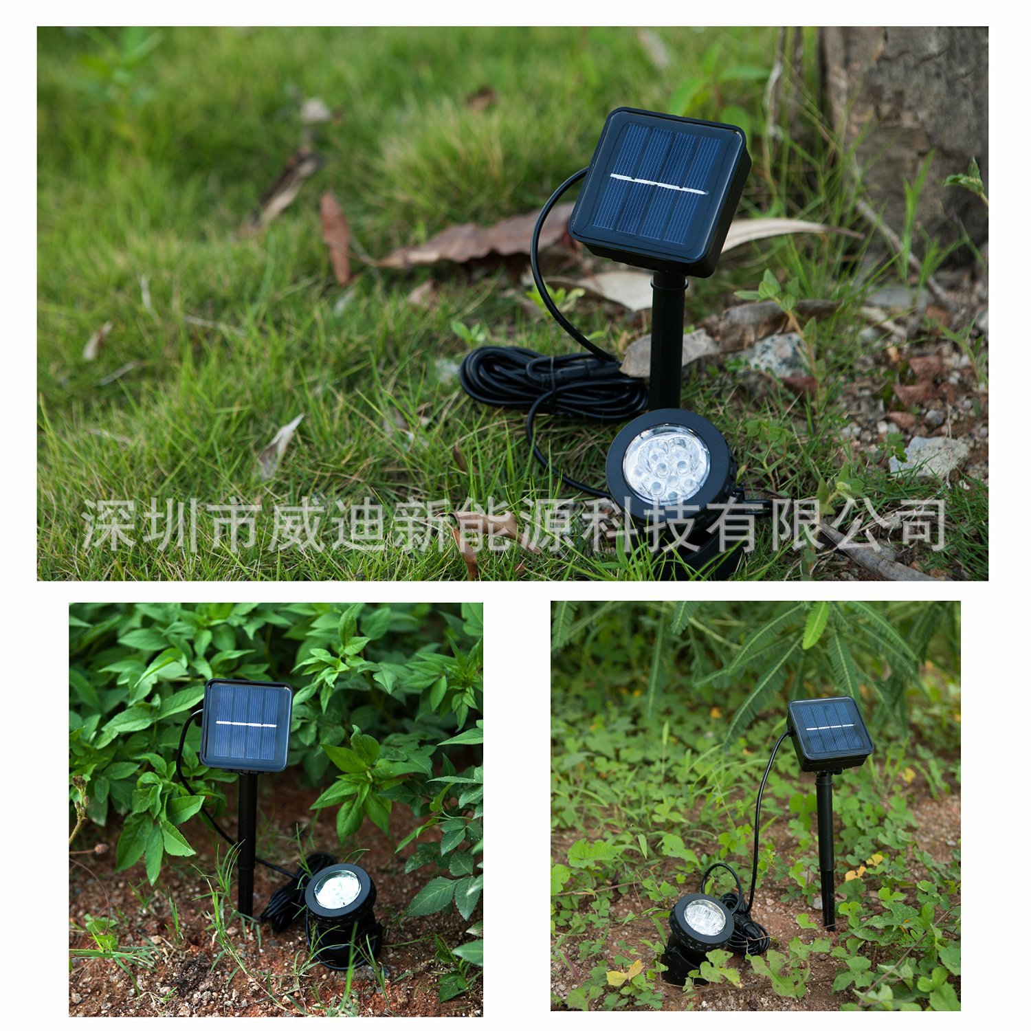Solar-powered underwater lights, pool landscape lights, drag-head, two-head, three-head fish tank lights, waterproof outdoor floodlights, bestsellers Specification drawing