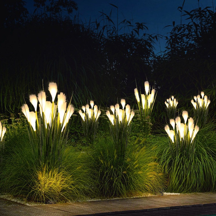 Cross-border solar reed lamps, outdoor courtyard garden lawn lamps, dog tail atmosphere decorative ground insert landscape lamps Specification drawing