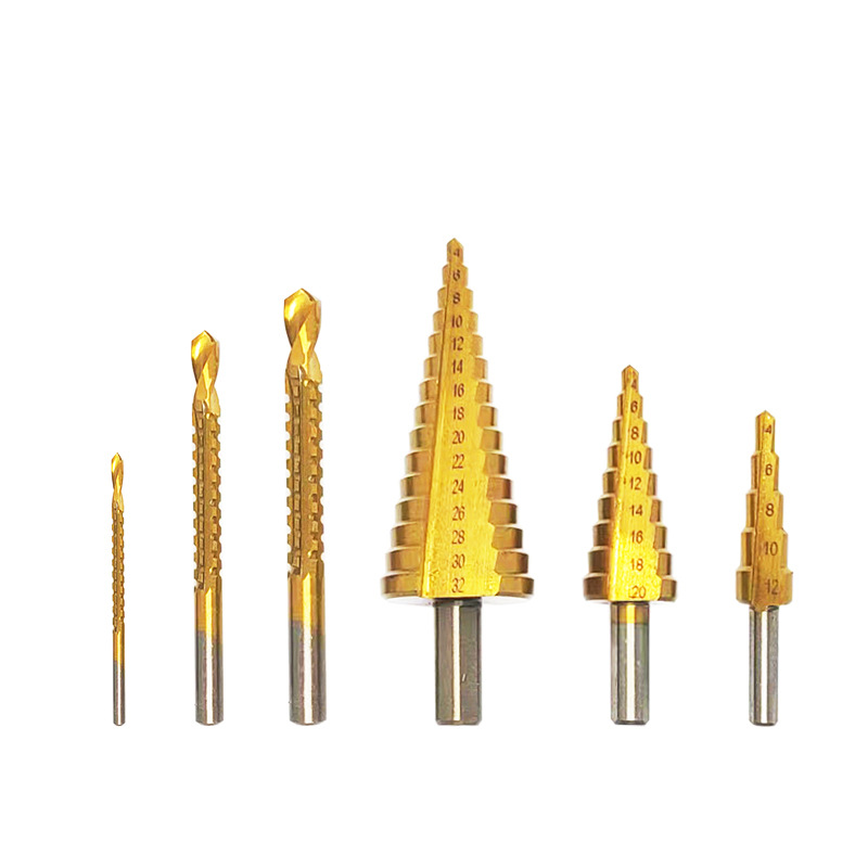 Pagoda Sawtooth Drill 6-piece set, woodworking drilling, reaming and slotting red box Transparent box 6PC step Sawtooth drill set Item Picture