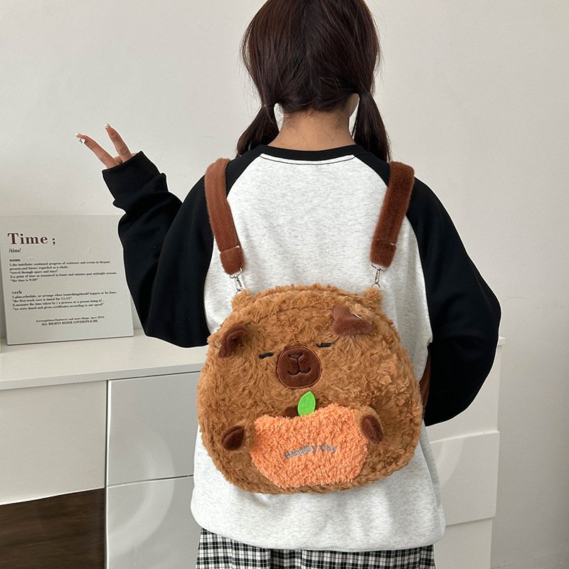 Lamb fleece penguin cartoon backpack, soft and cute, fluffy, multi-purpose single-shoulder bag, large-capacity plush bag for girls Application Scenario