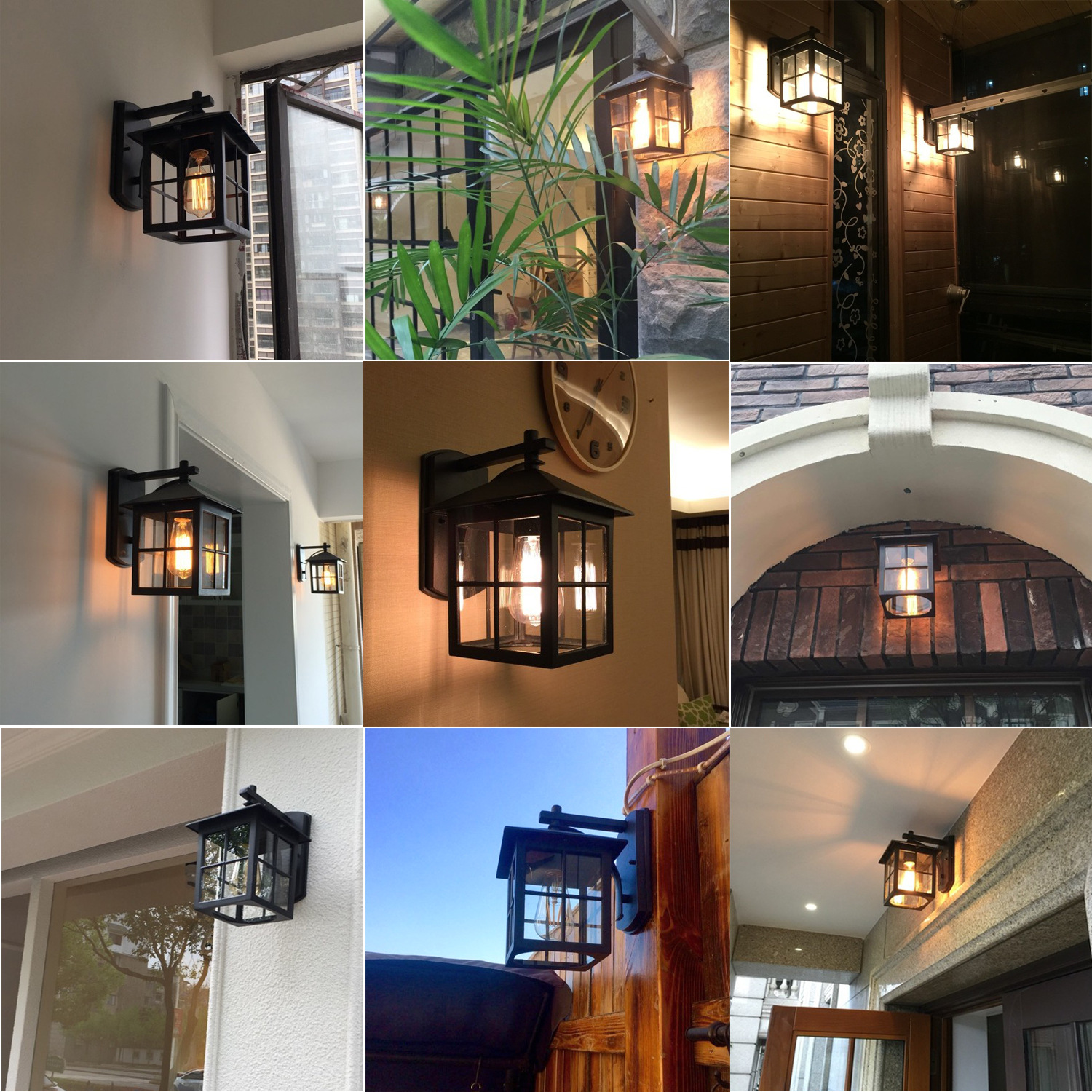 Simple European-style bedside bedroom lamp, outdoor waterproof courtyard villa street lamp, garden antique American-style wall lamp details Picture