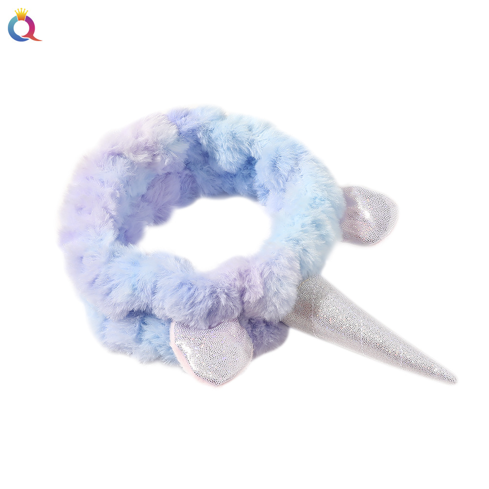 Qiyue's new Korean version ice cream color-changing unicorn hair band, cute face mask, hair band, hair band and headband for girls Item Picture