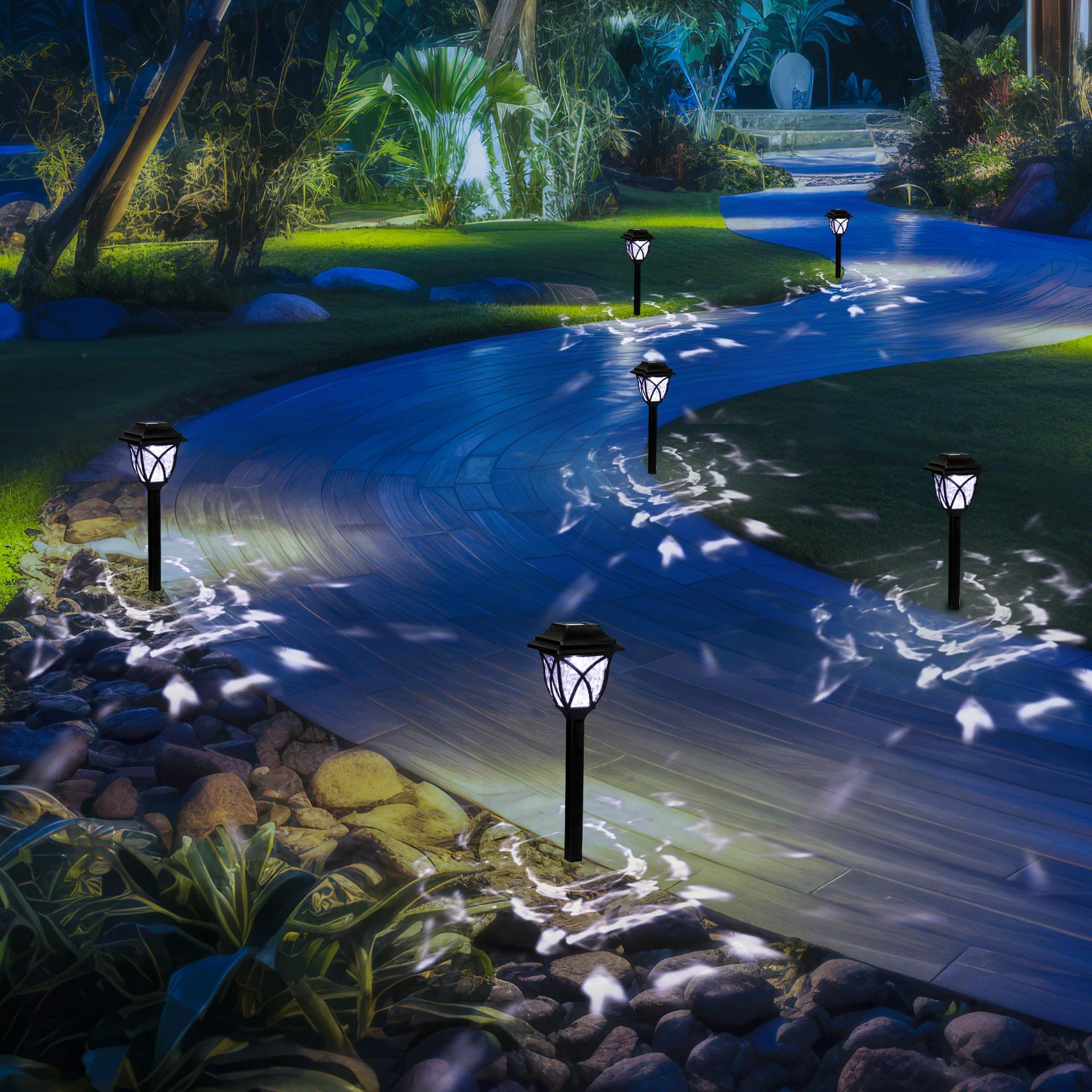 Solar LED lawn lights, outdoor waterproof square retro solar garden lights, outdoor solar garden lights full figure