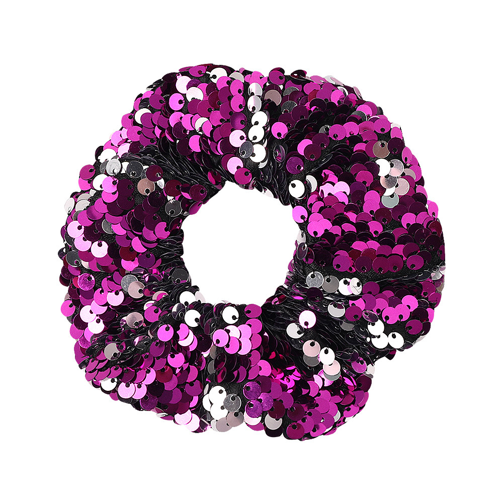 Qiyue Cross-border's new dual-color mermaid flip large Intestine ring, fish scale large sequined large intestine hair ring and hair accessory B169-A Item Picture