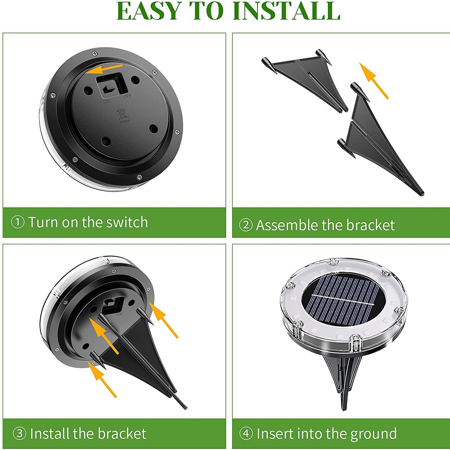 Solar lawn buried light, LED stainless steel waterproof outdoor garden grass light, 3.7V courtyard decorative light Specification drawing