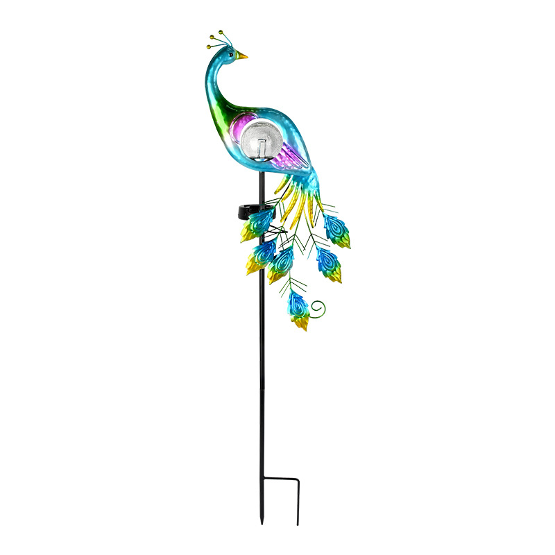 Cross-border Amazon solar peacock garden lights, peacock handicrafts, ironwork outdoor lawn and courtyard decorative lights Item Picture