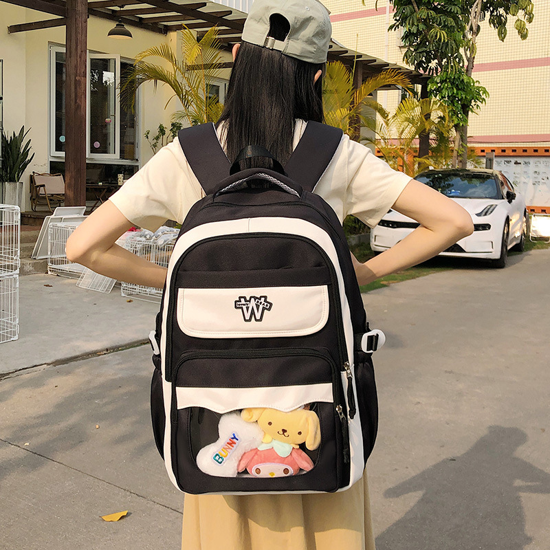 This high-appearance-level backpack is simple, large-capacity, cute and casual for girls. It is a Japanese-style backpack that is light for junior high school, senior high school and college students details Picture