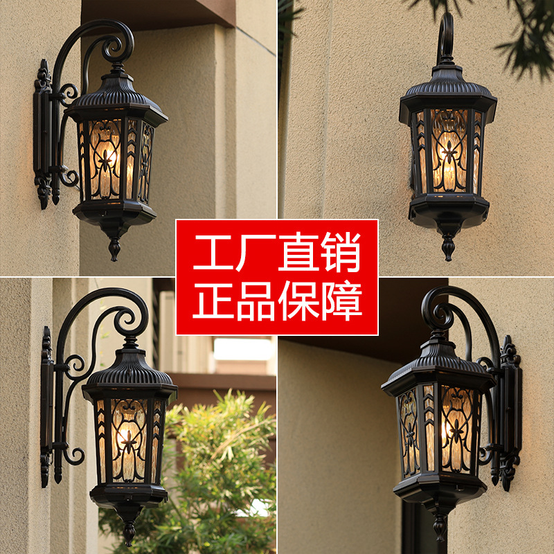 European-style waterproof outdoor garden terrace, villa corridor, courtyard balcony, American-style outdoor passageway, household door, wall lamp Specification drawing