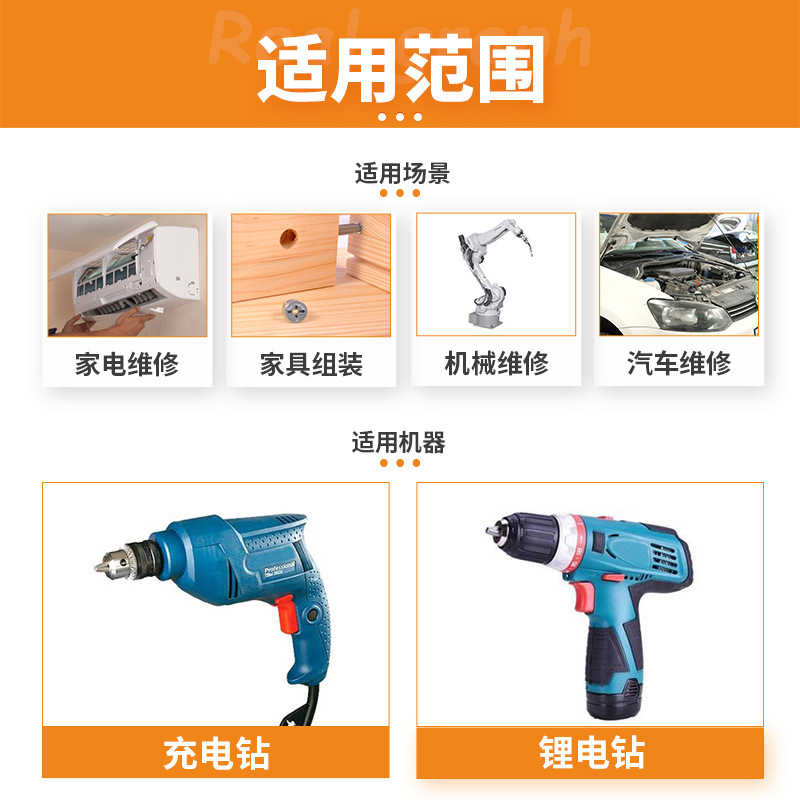Impact-resistant cross-head, strong magnetic high-hardness head, powerful torque electric drill screw, hexagonal air screwdriver head Application Scenario