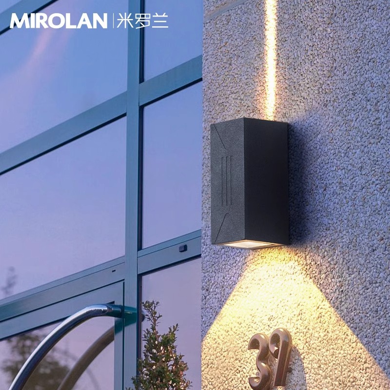 Wall-washing light, outdoor waterproof 220v wall lamp, outdoor courtyard lamp, villa balcony garden double-head wall lamp, column wall lamp Specification drawing