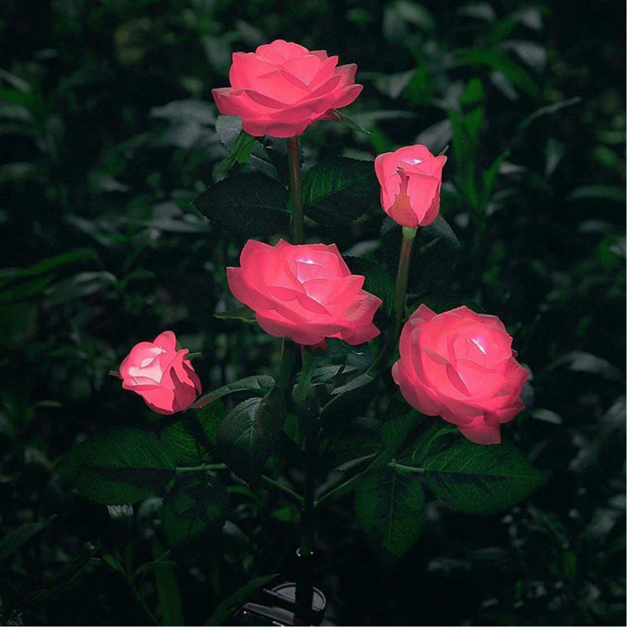 Five cross-border best-selling solar-powered rose LED lights for outdoor lawn ground inserts and garden simulation flower decorative landscape lights Application Scenario
