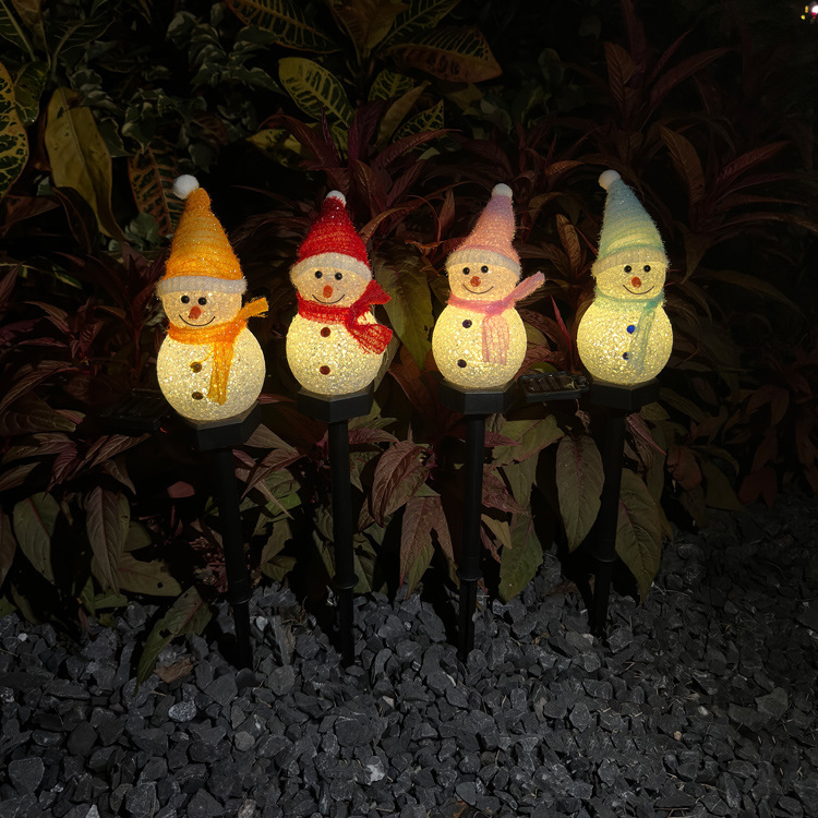 Snowman-shaped solar landscape lights, lawn lights, garden villa sets, Christmas lights, outdoor decorations, waterproof grass full figure