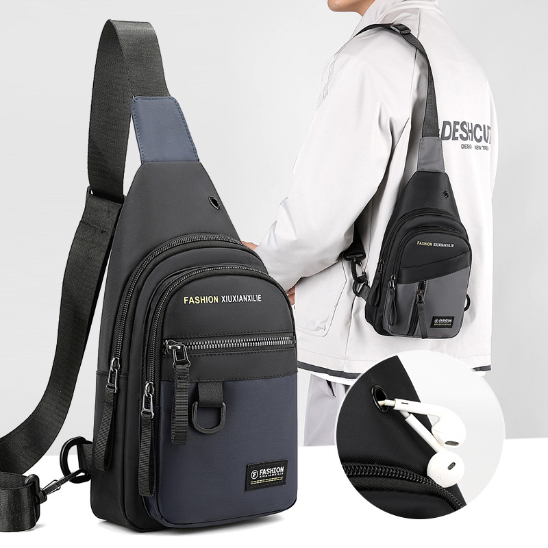 New trendy casual chest bag, men's business sports small backpack, commuter coin purse, Korean version single-shoulder bag, crossbody bag full figure