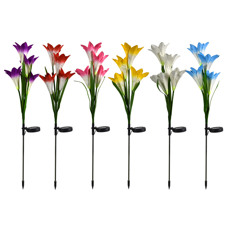 led solar lily flower lights, outdoor villa courtyard garden lights, solar simulation flower lights, lawn lights Item Picture