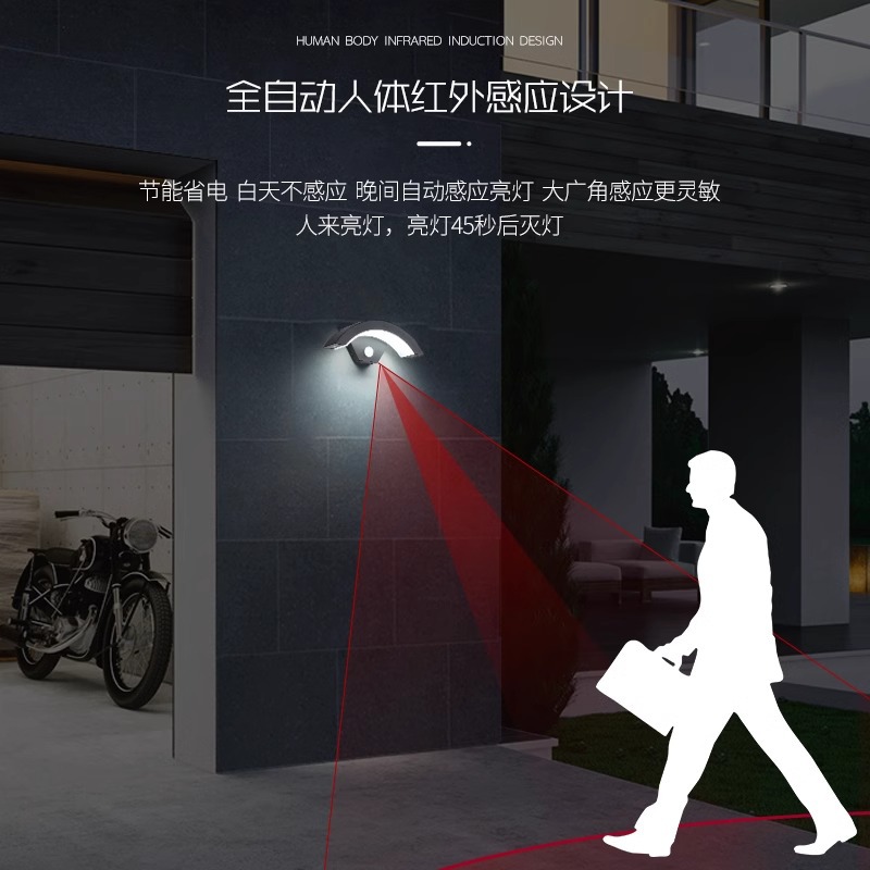 Outdoor wall lamps, wall-washing lights, villa courtyards, balconies, corridors, doorways, outdoor waterproof exterior wall warm light sensor lights details Picture