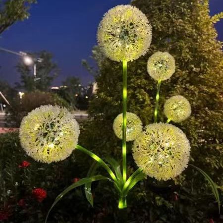 LED solar scallion flower lamp, dandelion ground insert lamp, outdoor waterproof, courtyard balcony, park decoration, lawn lamp details Picture