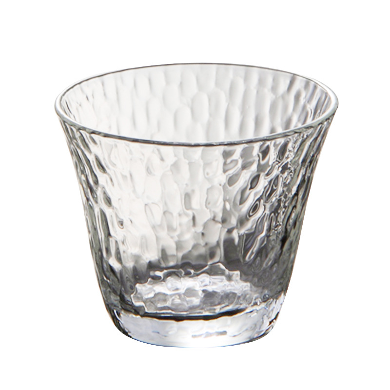 【 Customized LOGO】 Japanese-style creative hammer-patterned tea sea hand-blown high borosilicate heat-resistant glass teacup Item Picture