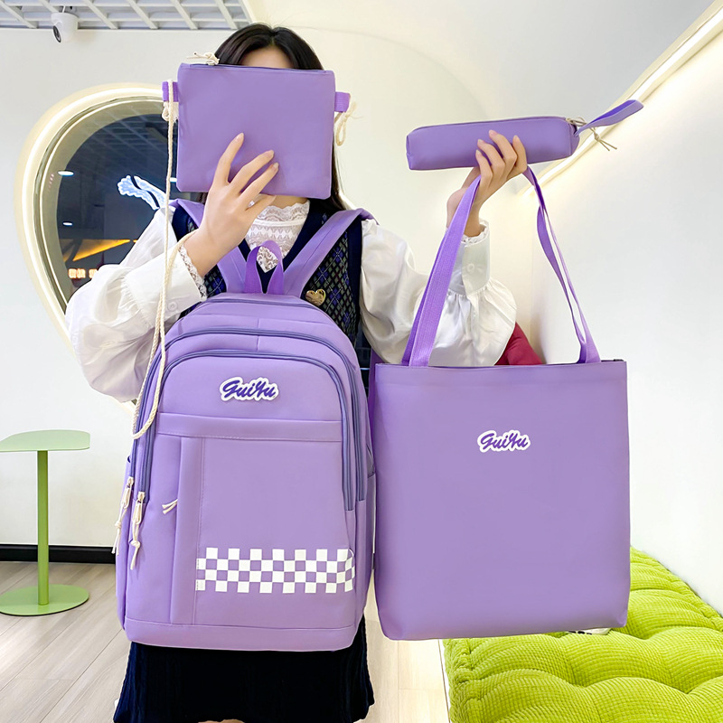New casual and fashionable schoolbag, cute girls, high appearance level backpack, large-capacity junior high school student tutorial backpack, cross-border full figure