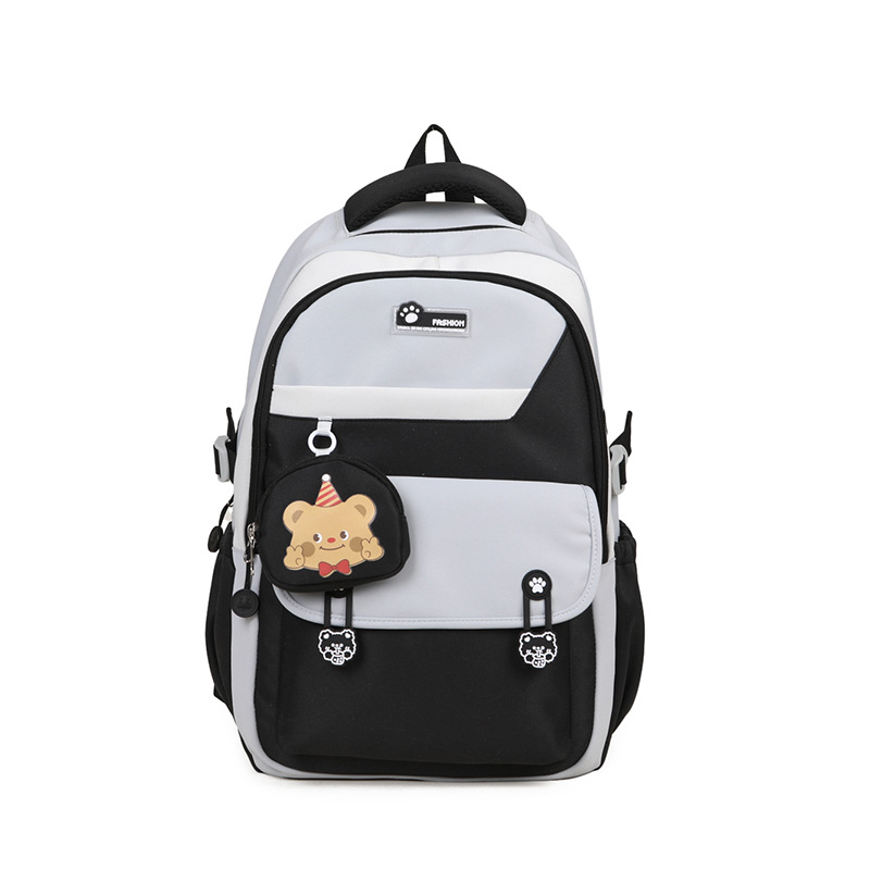 The new large-capacity ins schoolbag with contrasting colors is a simple and versatile backpack for high school and college students with high appearance standards Item Picture