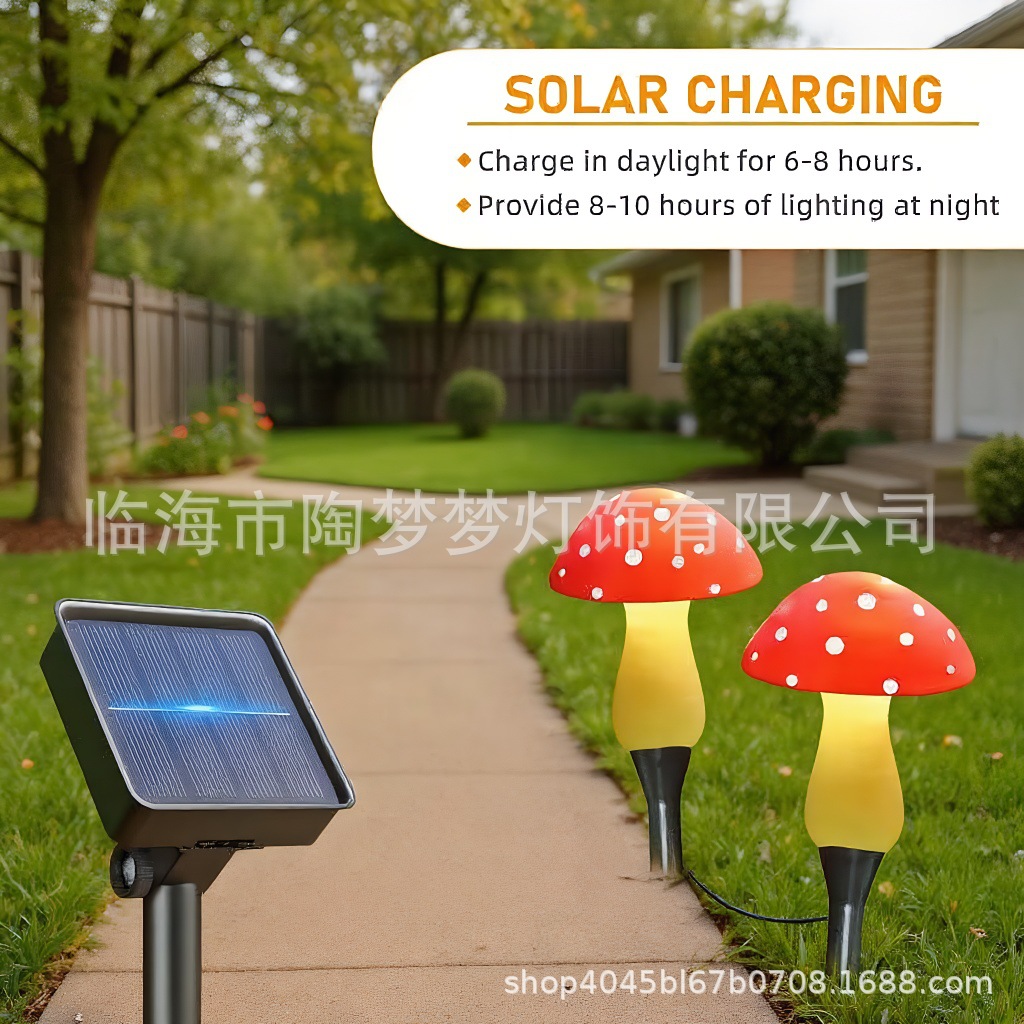 New cross-border ground-mounted mushroom lamp, outdoor LED solar mushroom lamp, courtyard outdoor garden waterproof decorative lamp full figure