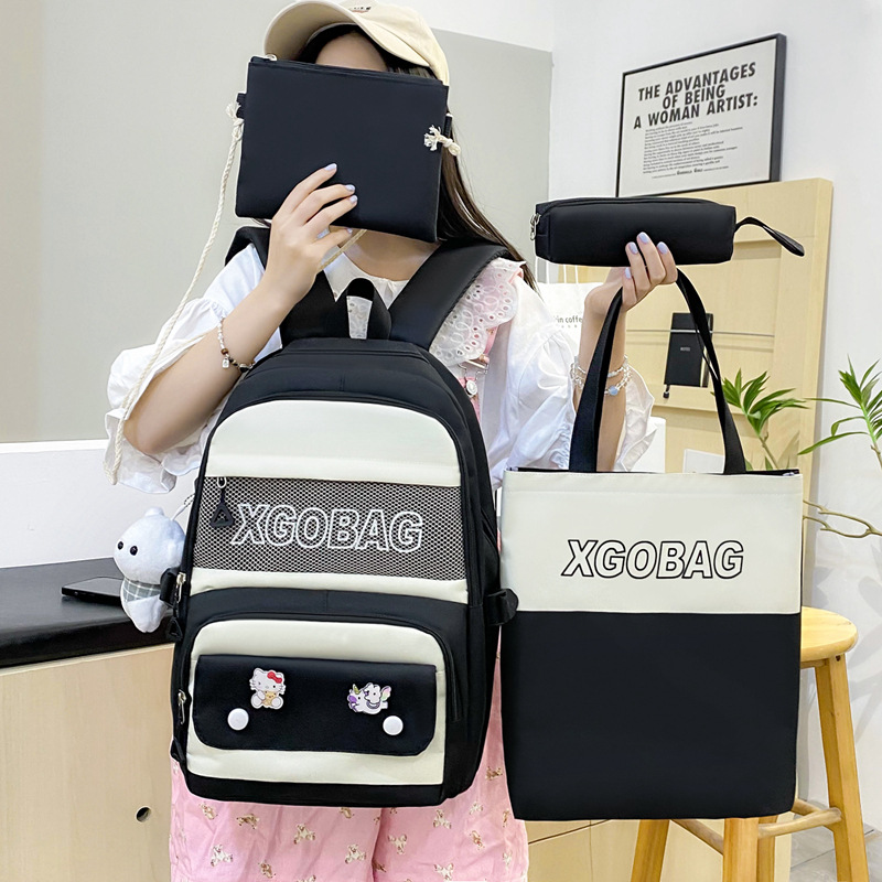 New large-capacity backpack set for girls in grades three to six of primary school full figure