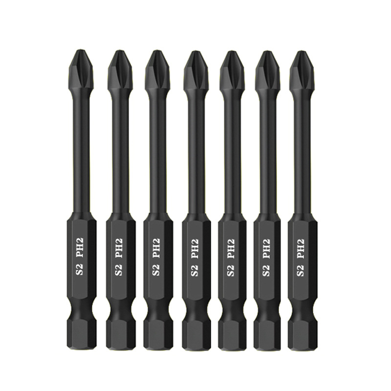 Black cross-head screwdriver, high-hardness hexagonal handle, extended air screwdriver, screwdriver head, impact-resistant, strong magnetic screwdriver head Item Picture